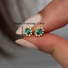 14K Gold Emerald & Diamond Oval Earrings – Astra