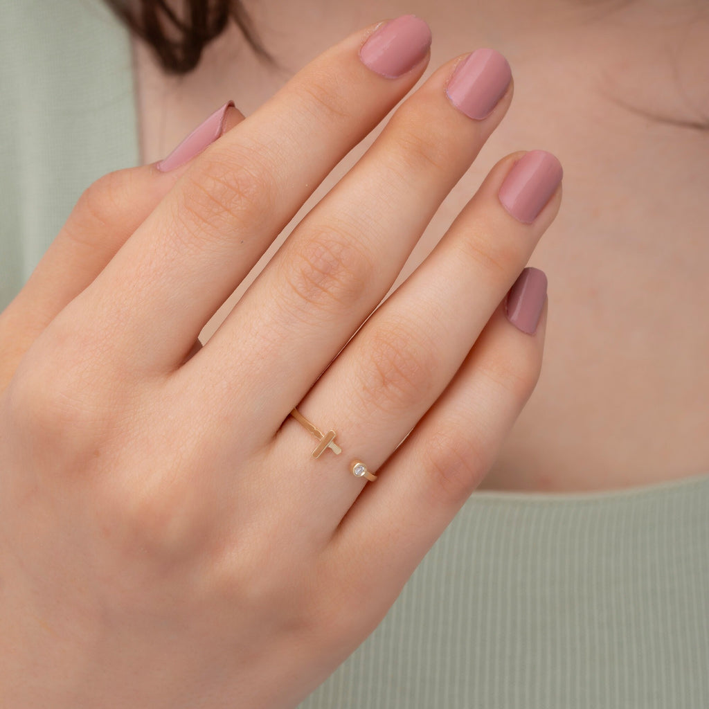 14K Gold Diamond Cross Ring — Seraphe