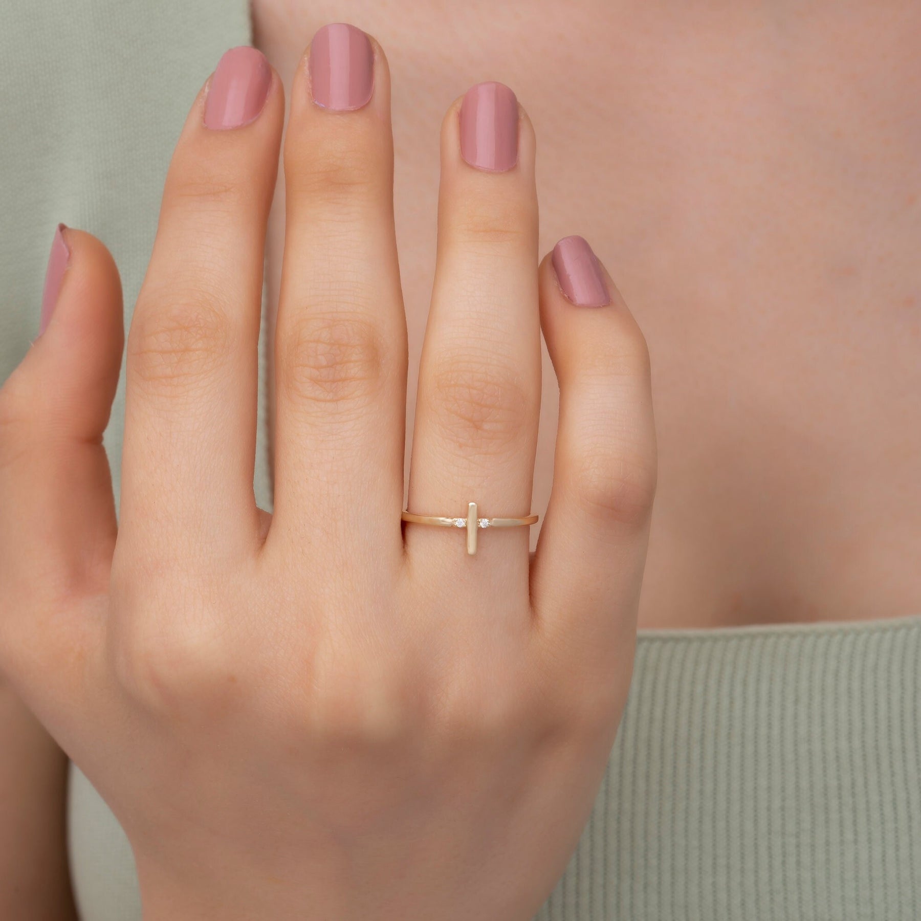 14 Ayar Katı Altın Pırlanta Haç Yüzük — Karyne 