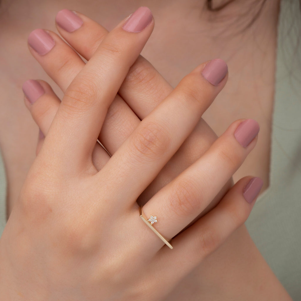 14K Gold Diamond Star Accent Ring — Asterine