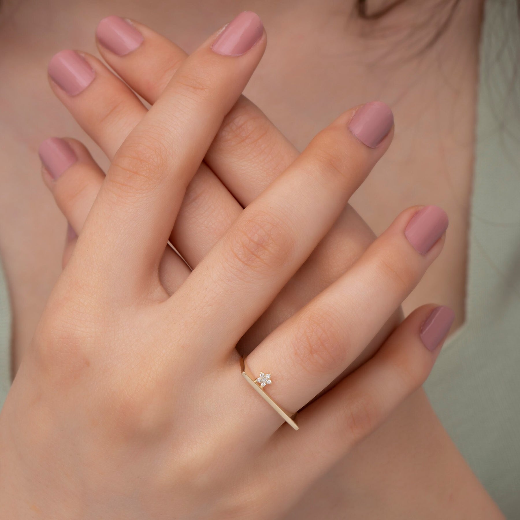 14K Gold Diamond Star Accent Ring — Asterine