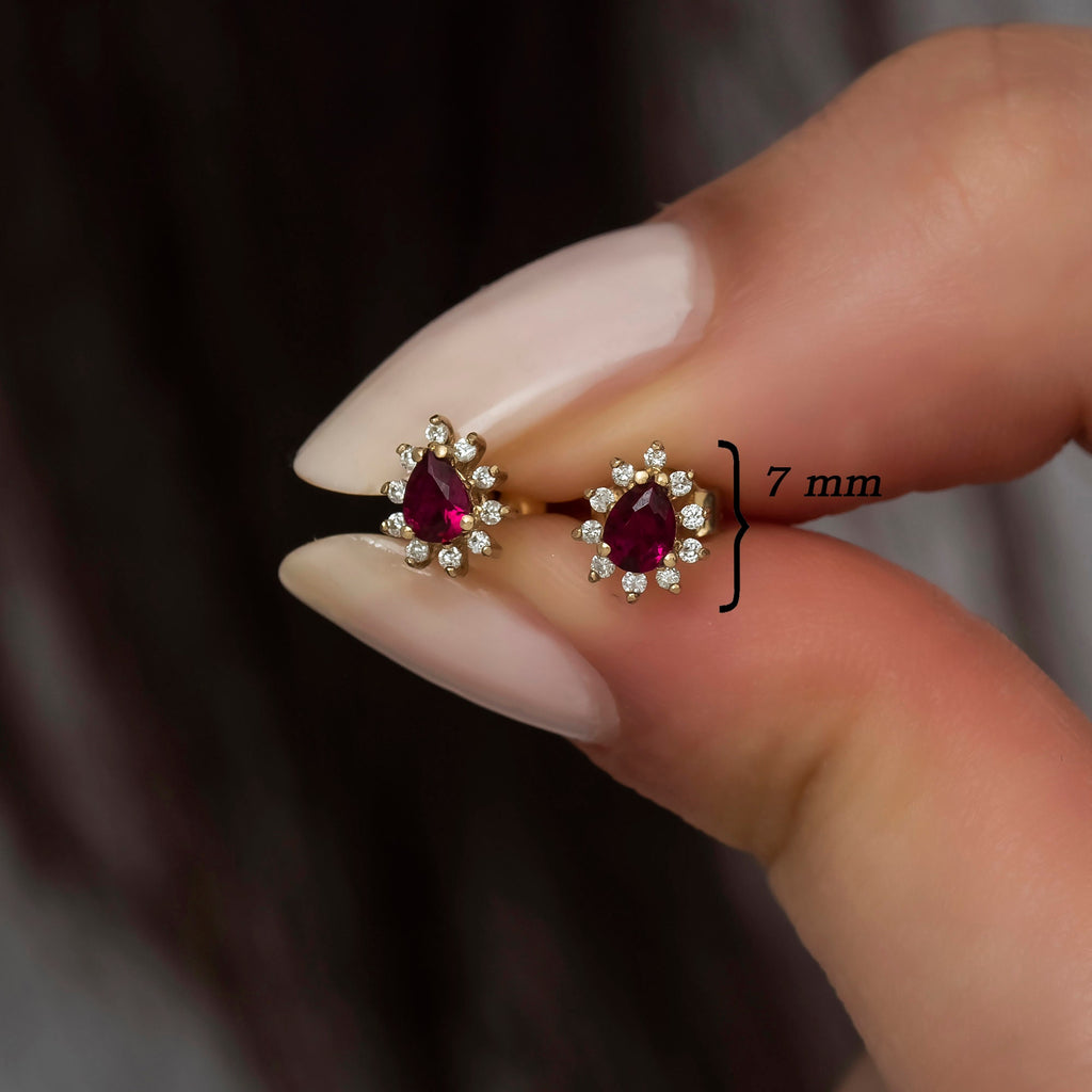 14K Gold Ruby & Diamond Pear Earrings – Astra