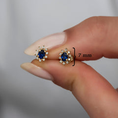 14K Gold Blue Sapphire & Diamond Oval Earrings – Astra