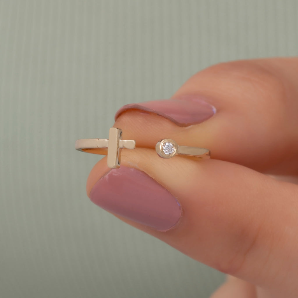 14K Gold Diamond Cross Ring — Seraphe
