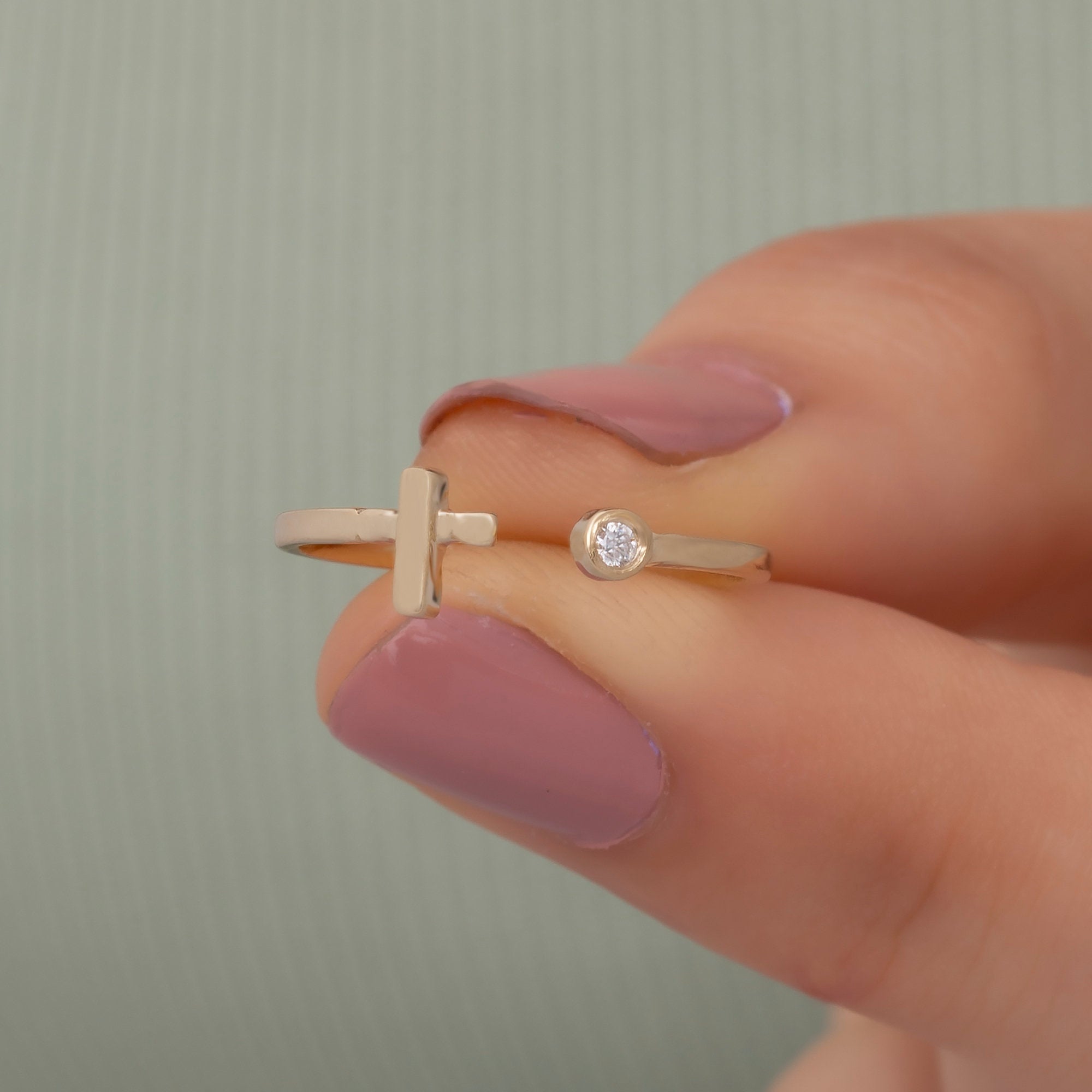 14K Gold Diamond Cross Ring — Seraphe