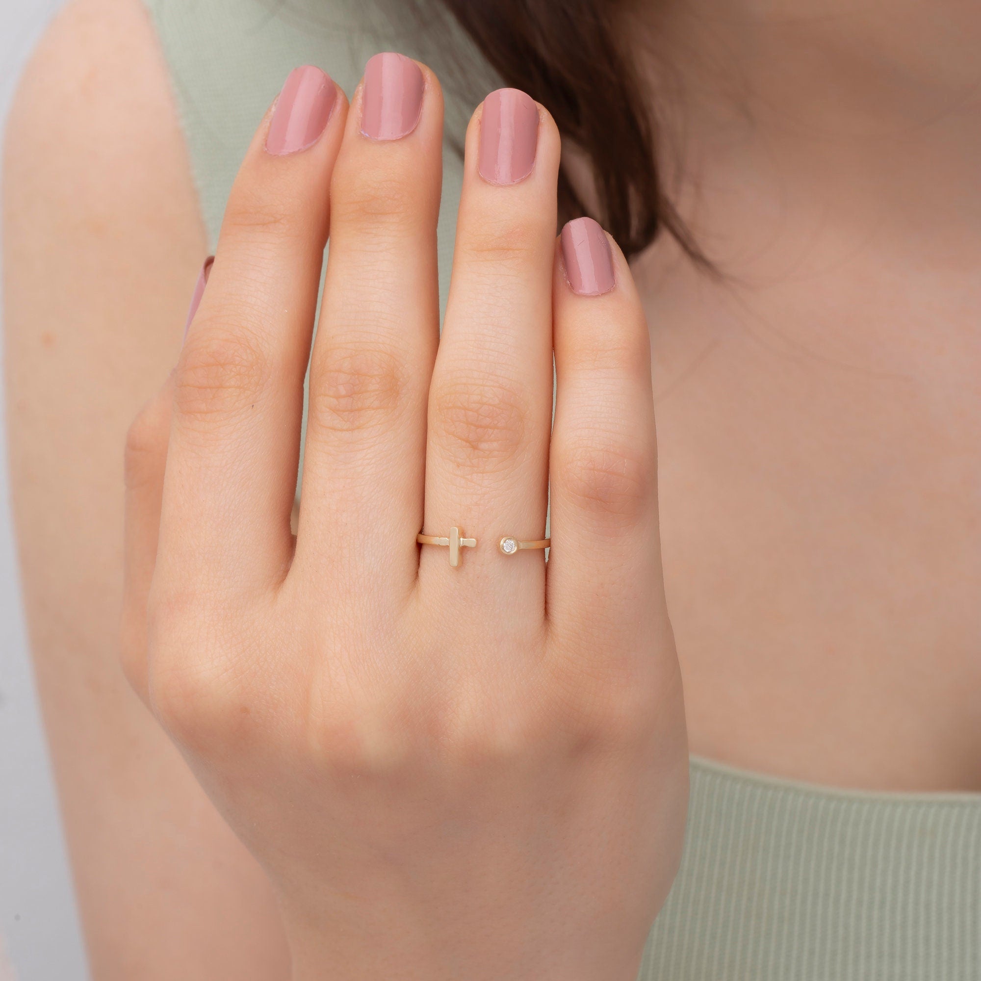 14K Gold Diamond Cross Ring — Seraphe