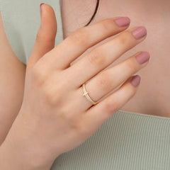 14K Gold Diamond Cross Ring — Elthara