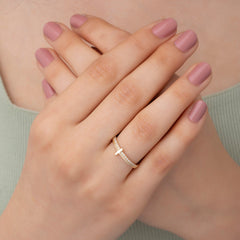 14K Gold Diamond Cross Ring — Elthara