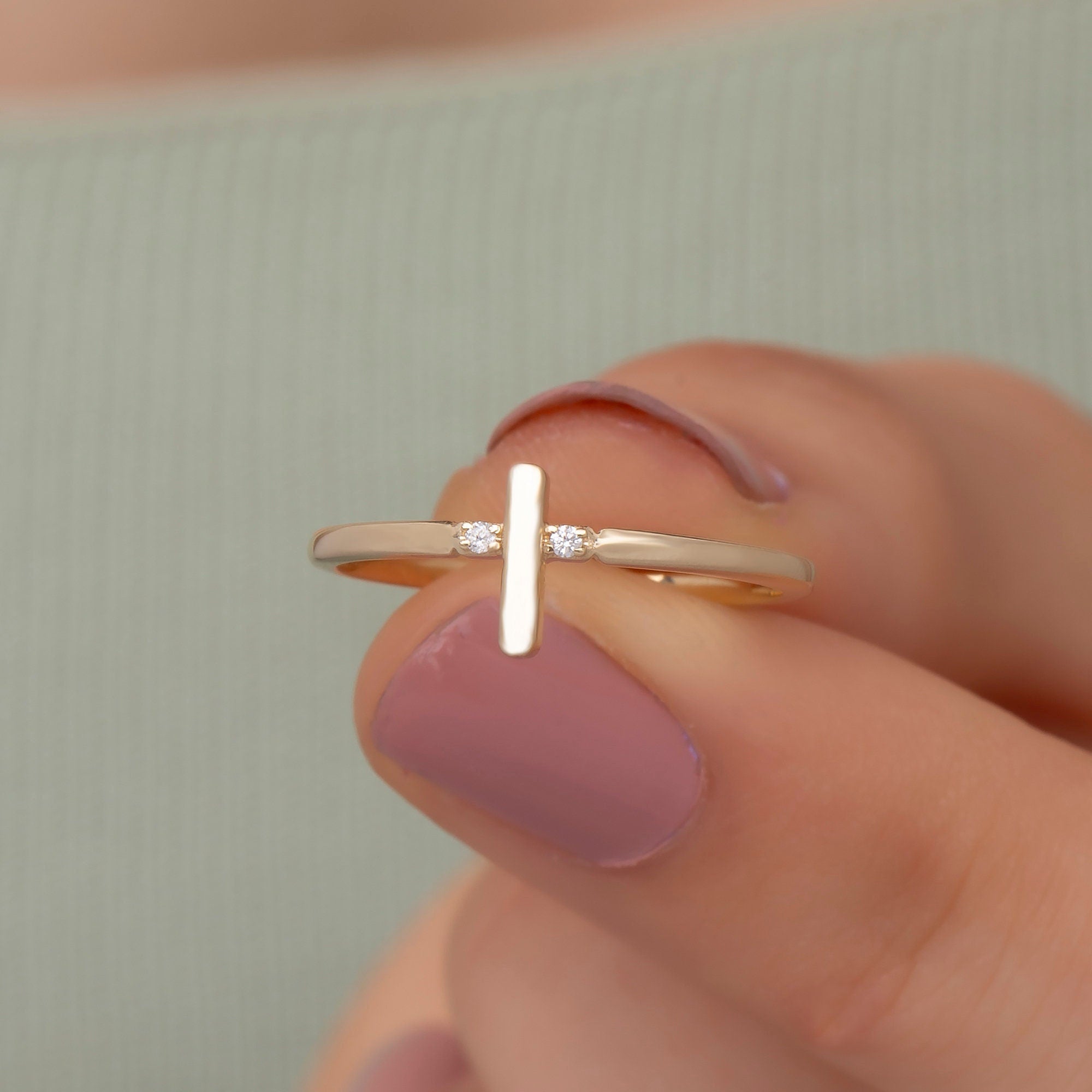 14K Solid Gold Diamond Cross Ring — Karyne