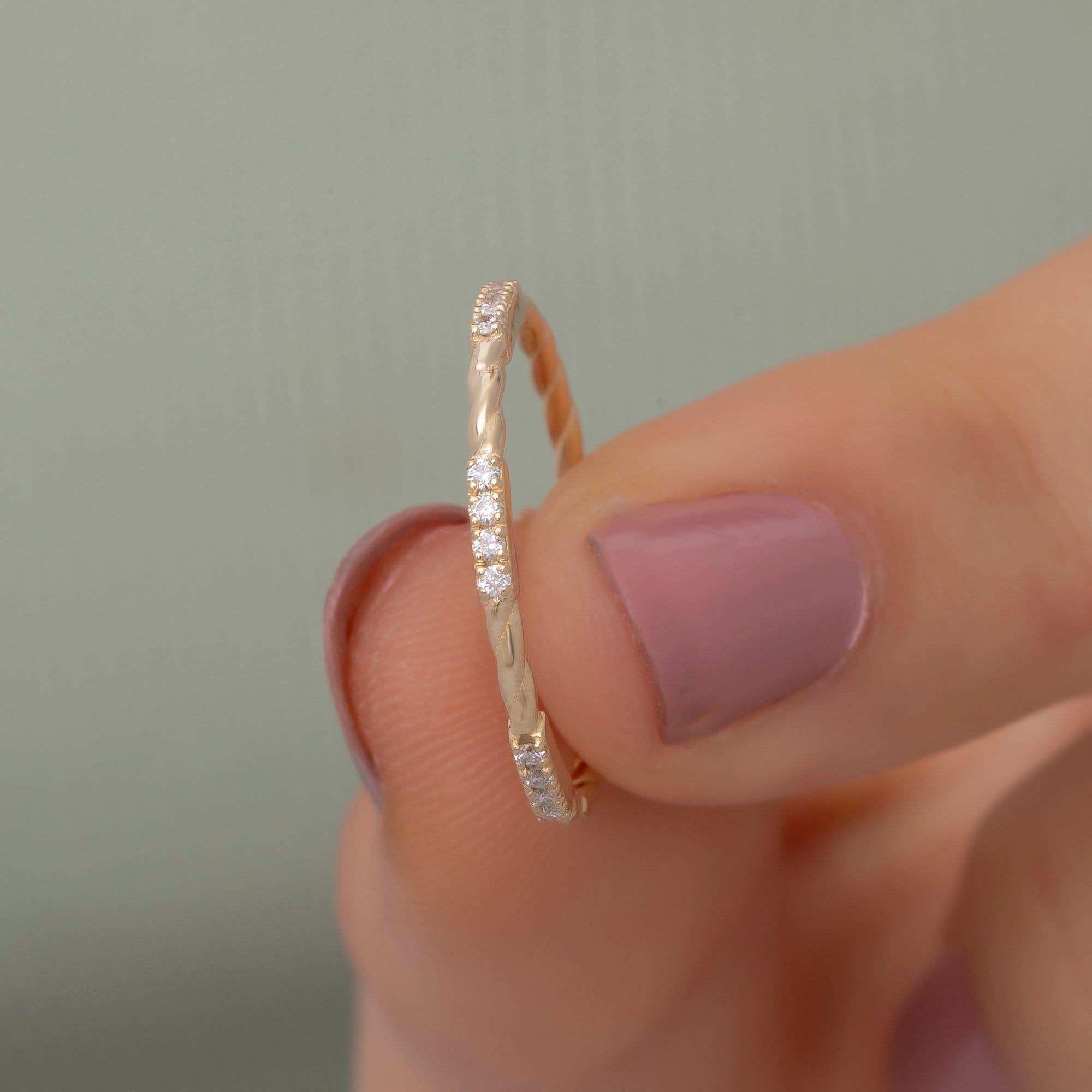 14K Gold Twisted Diamond Stacking Ring — Twyra