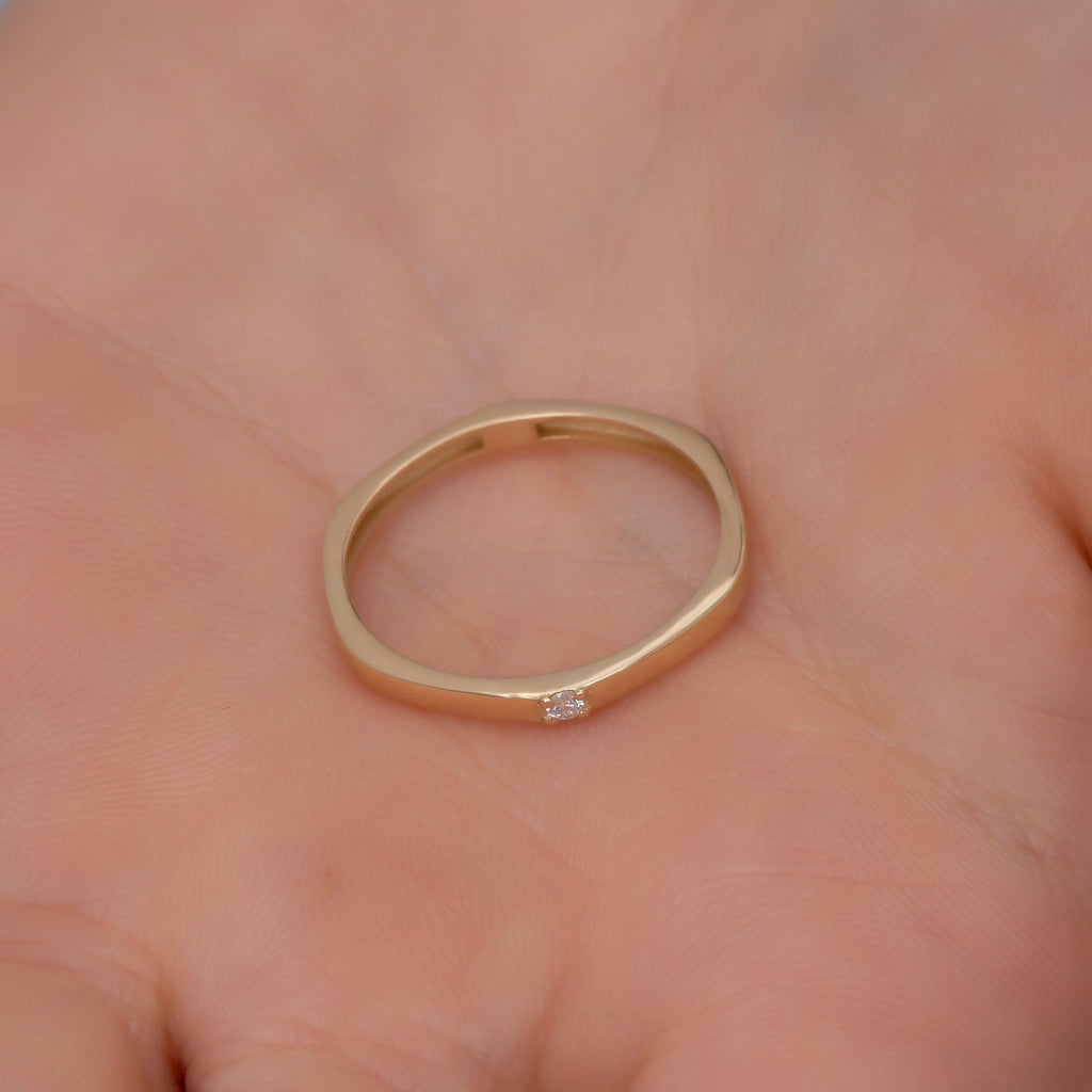 14K Gold Square Band Diamond Ring — Qyra