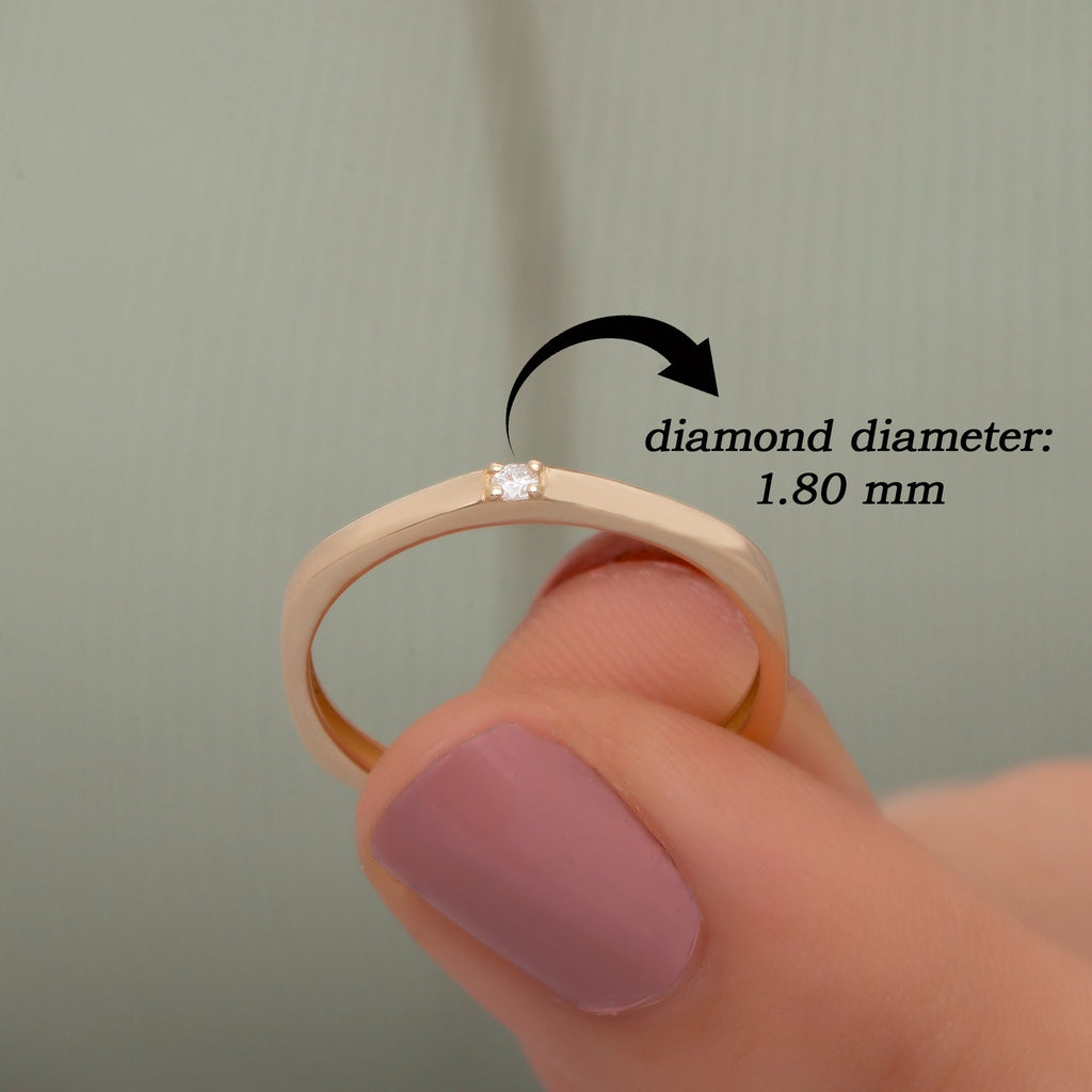 14K Gold Square Band Diamond Ring — Qyra