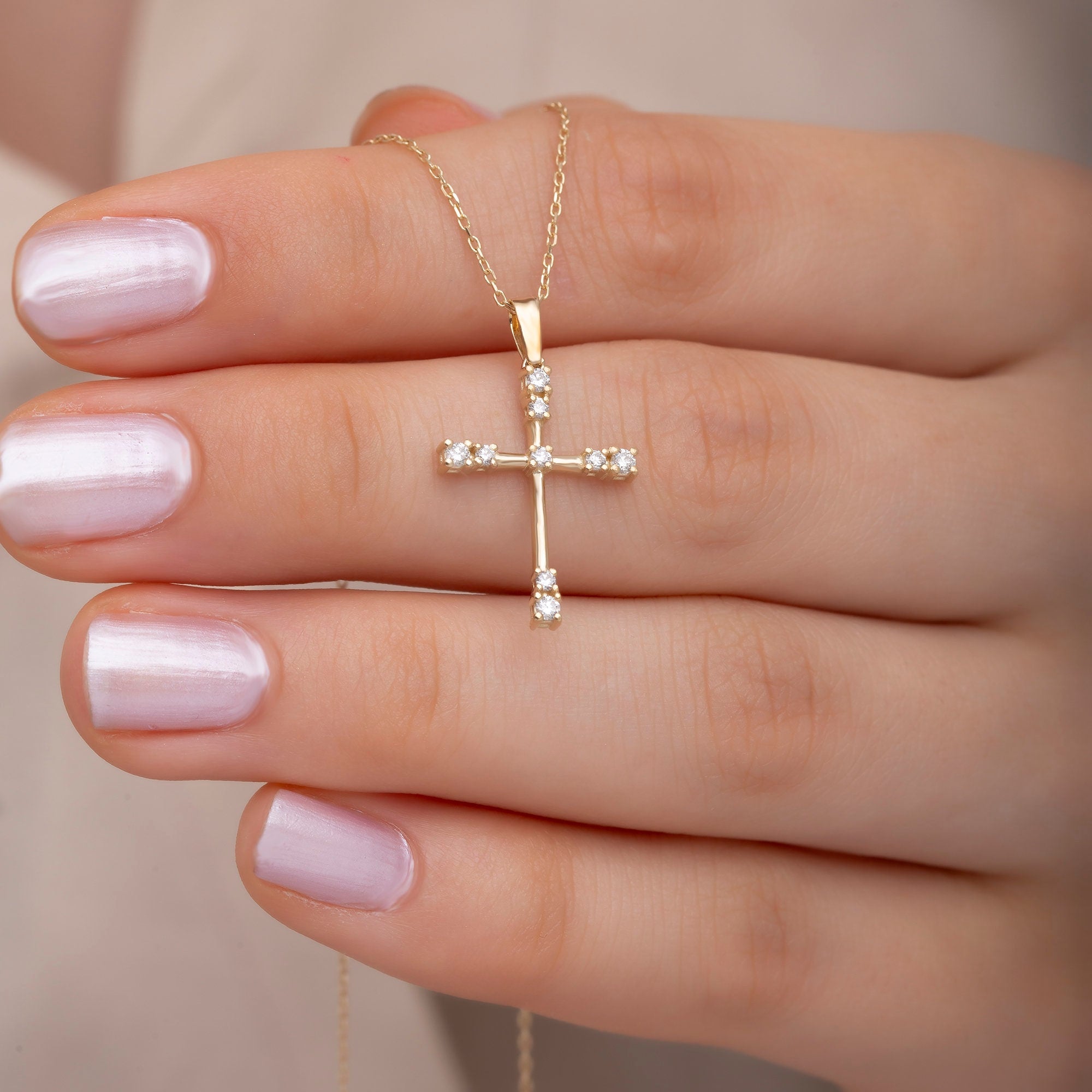 14K Gold Diamond Cross Necklace – Selvian