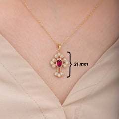 14K Gold Ruby & Diamond Cross Necklace – Ruviel