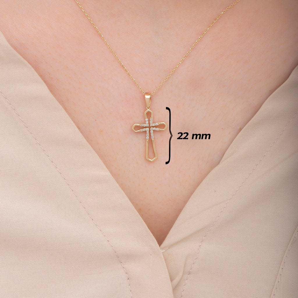 14K Gold Diamond Cross Necklace – Alvion