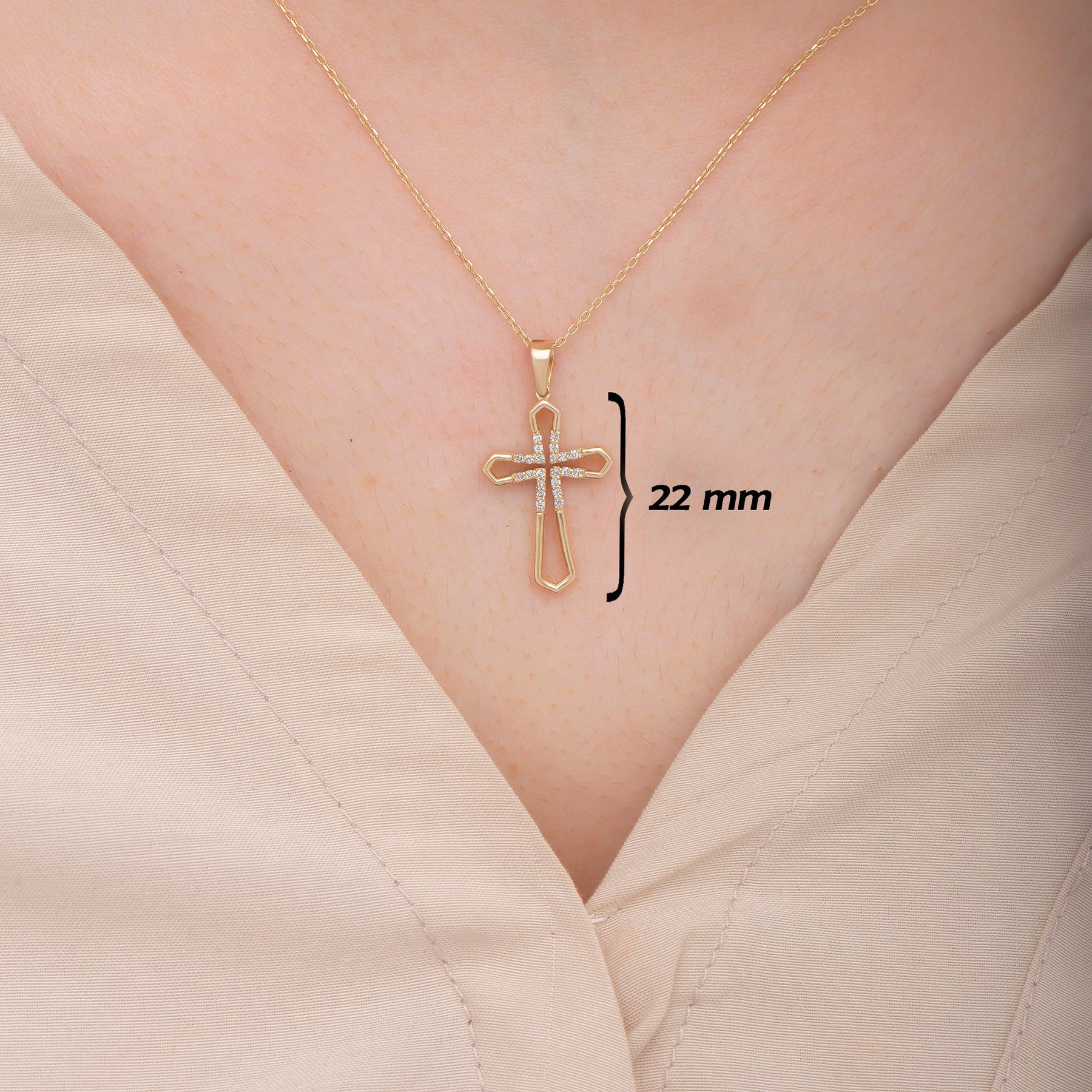 14K Gold Diamond Cross Necklace – Alvion