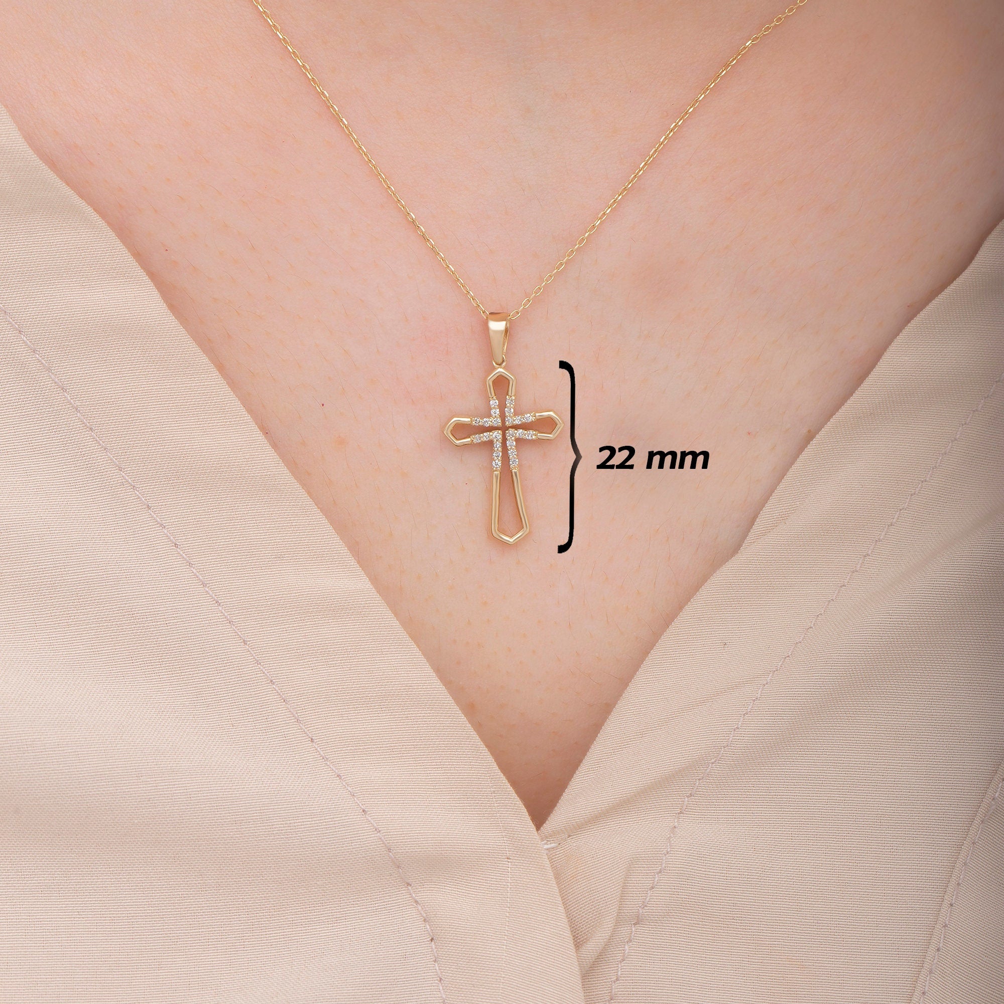 14K Gold Diamond Cross Necklace – Alvion