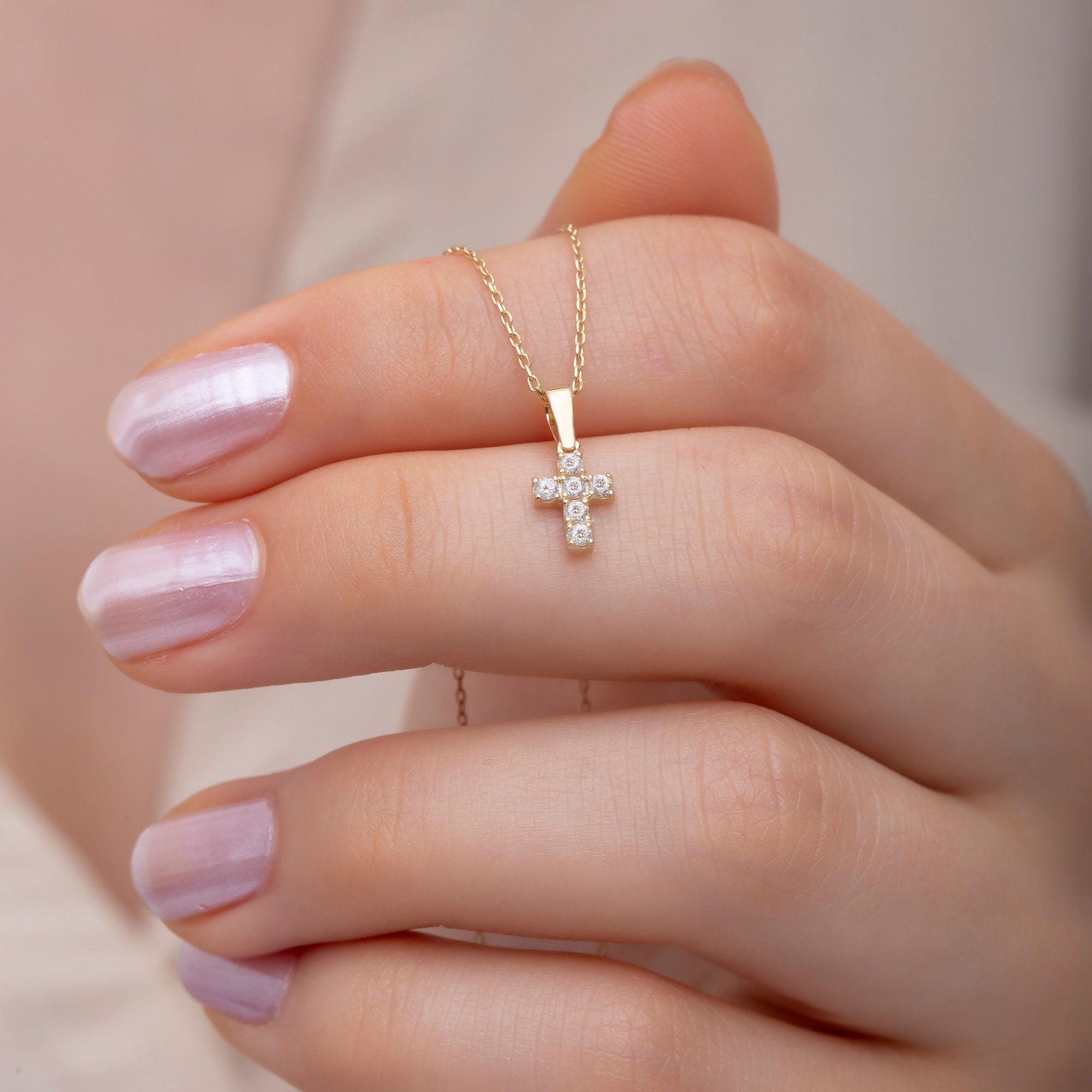 14K Gold Diamond Cross Necklace – Caedyn