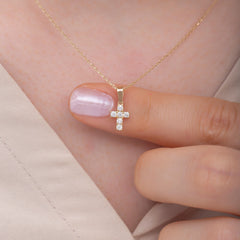 14K Gold Diamond Cross Necklace – Caedyn