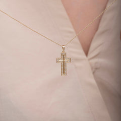 14K Gold Diamond Cross Necklace – Arvian