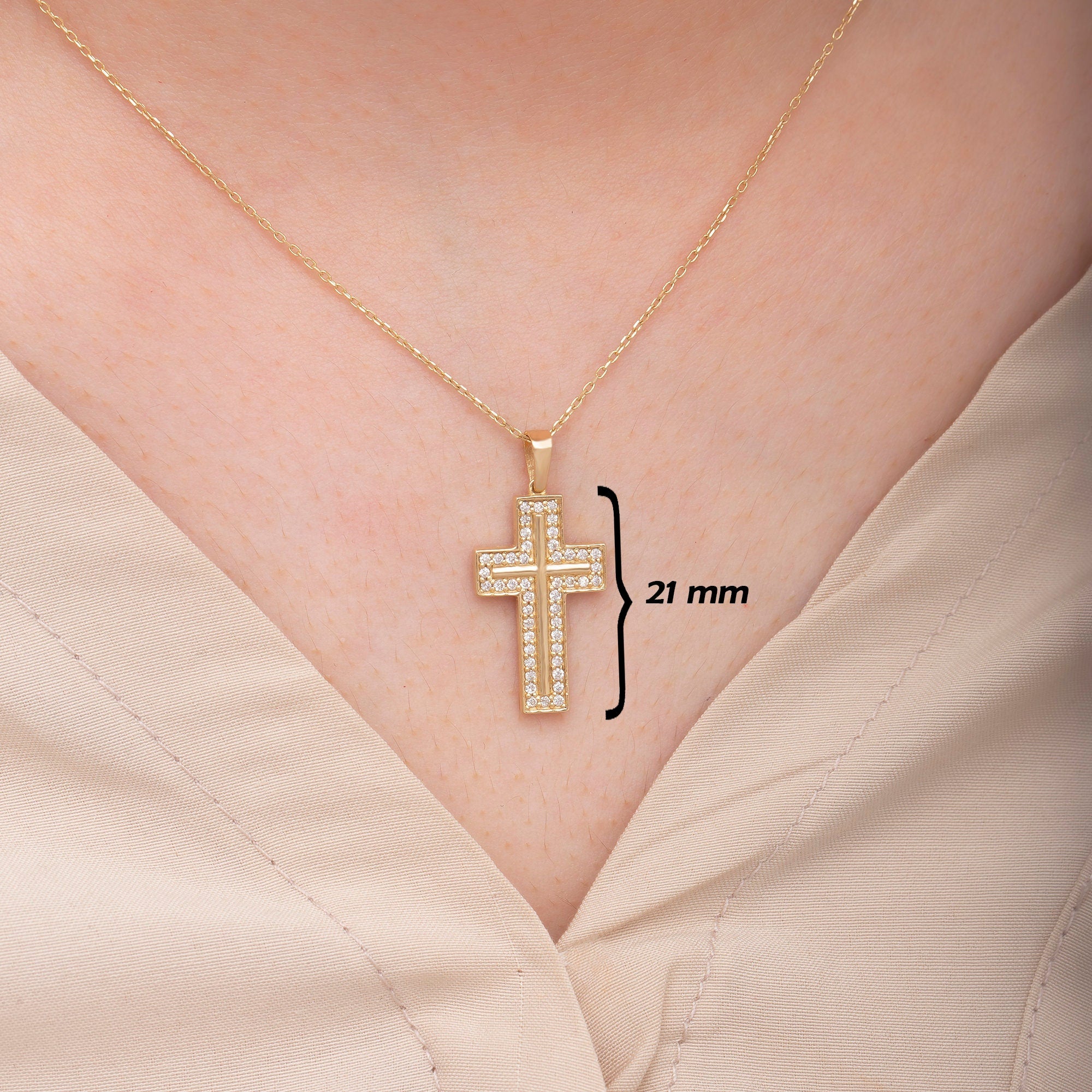 14K Gold Diamond Cross Necklace – Arvian