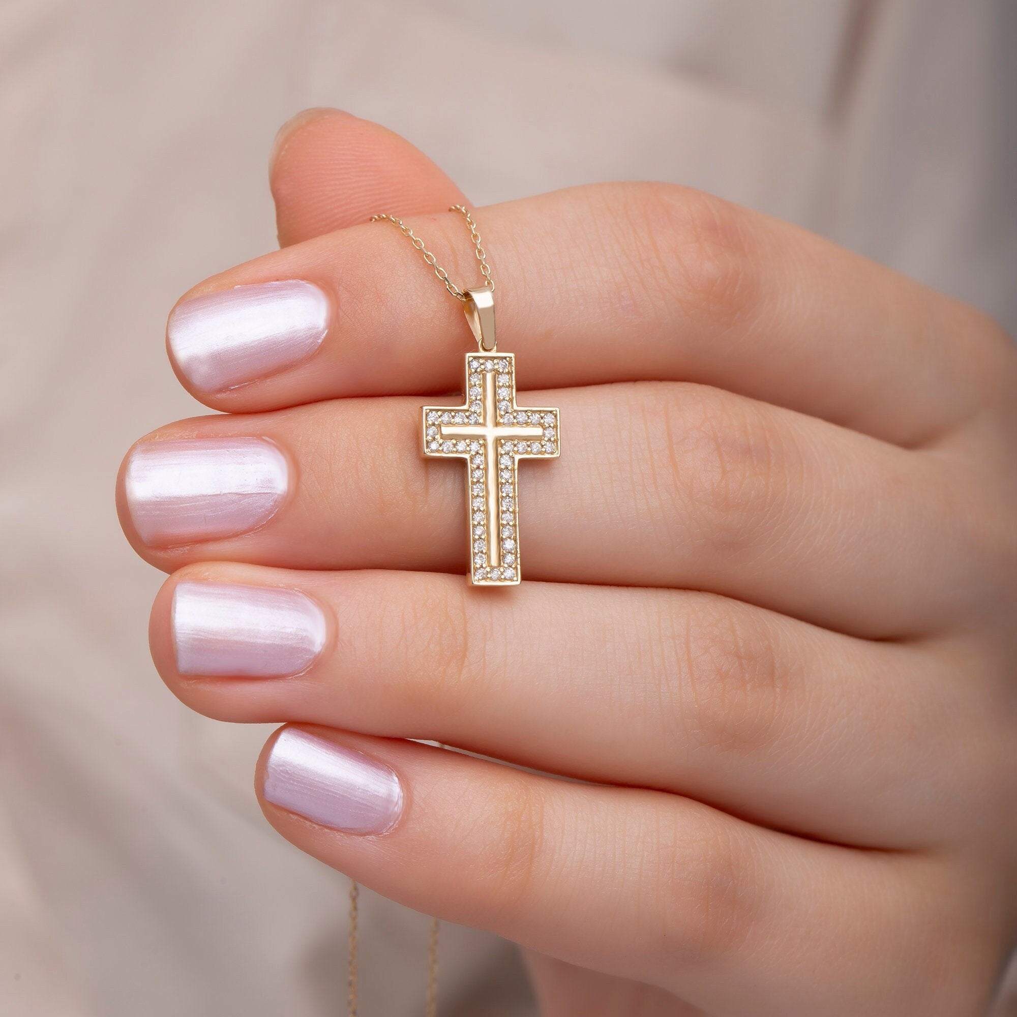 14K Gold Diamond Cross Necklace – Arvian