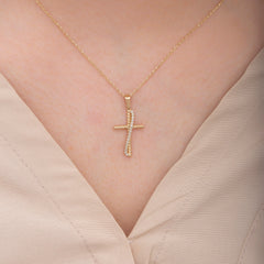 14K Gold Diamond Cross Necklace – Selora