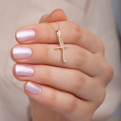 14K Gold Diamond Cross Necklace – Selora