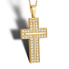 14K Gold Diamond Cross Necklace – Arvian