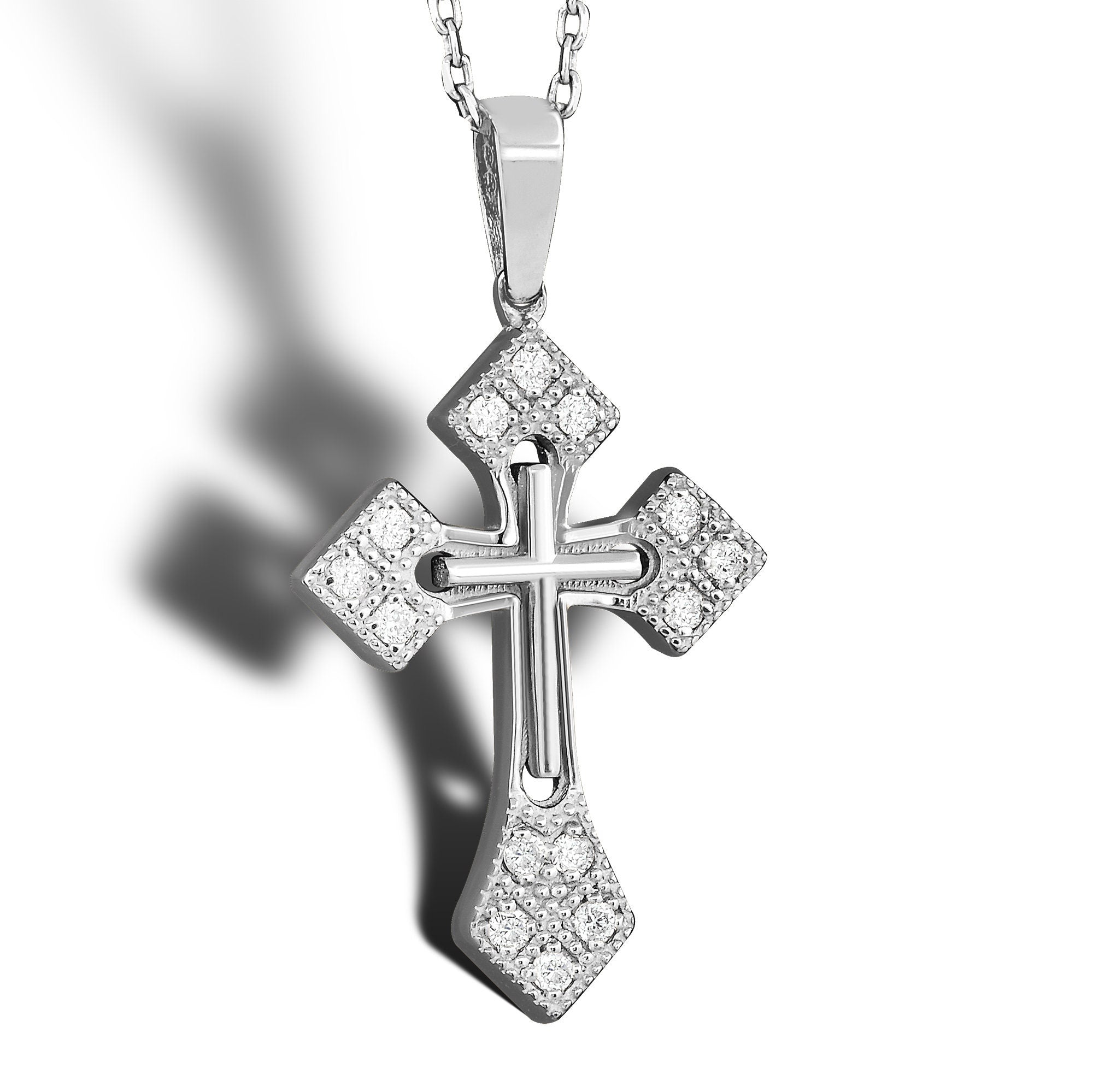 14K Gold Diamond Cross Necklace – Araviel