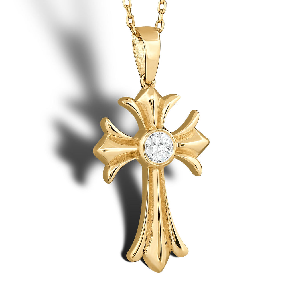 14K Gold Diamond Cross Necklace – Mirane