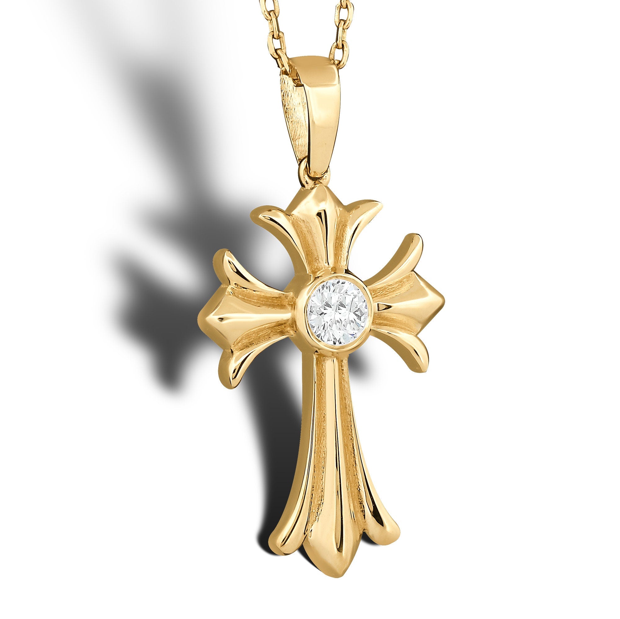 14K Gold Diamond Cross Necklace – Mirane