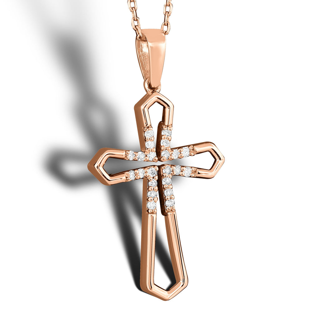 14K Gold Diamond Cross Necklace – Alvion
