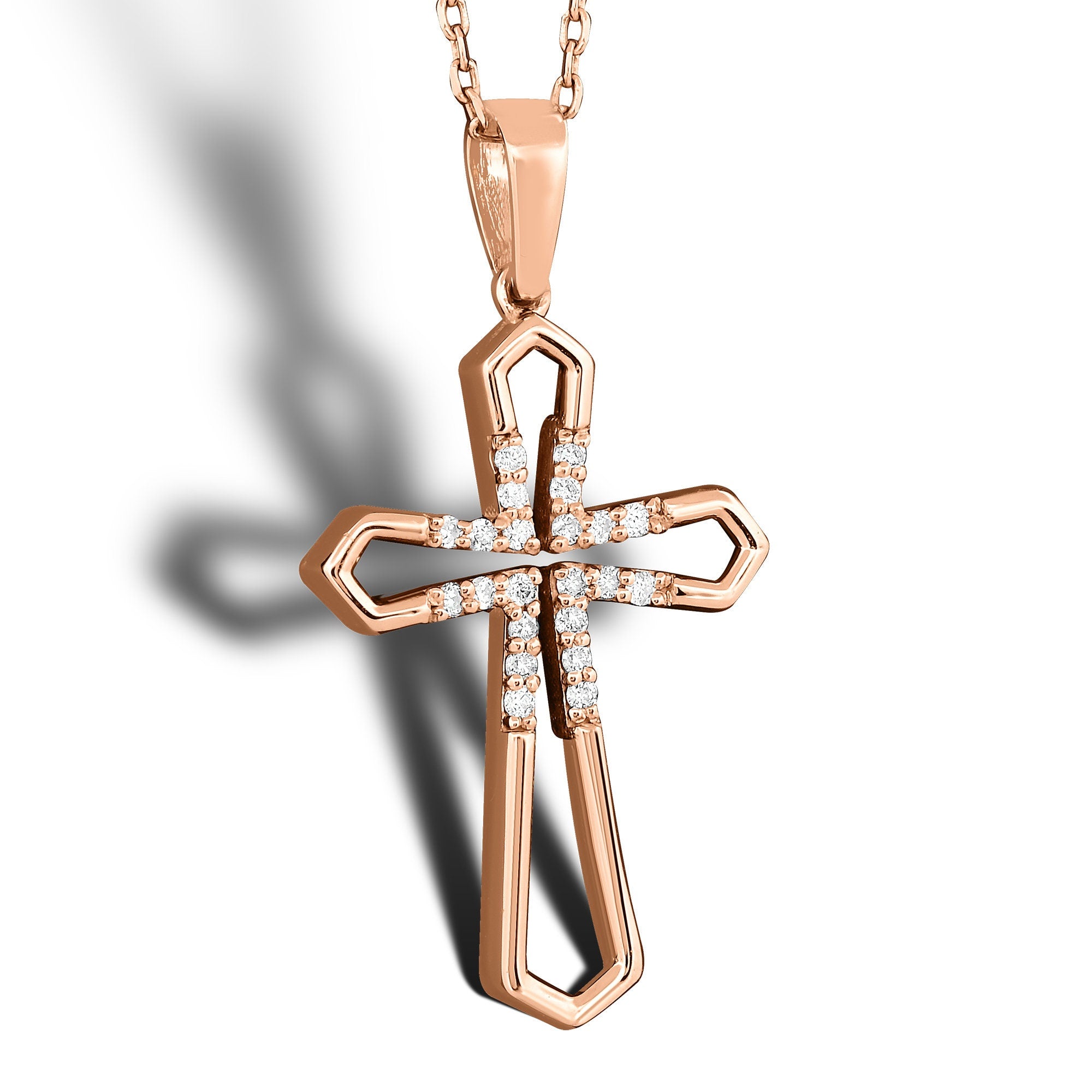 14K Gold Diamond Cross Necklace – Alvion
