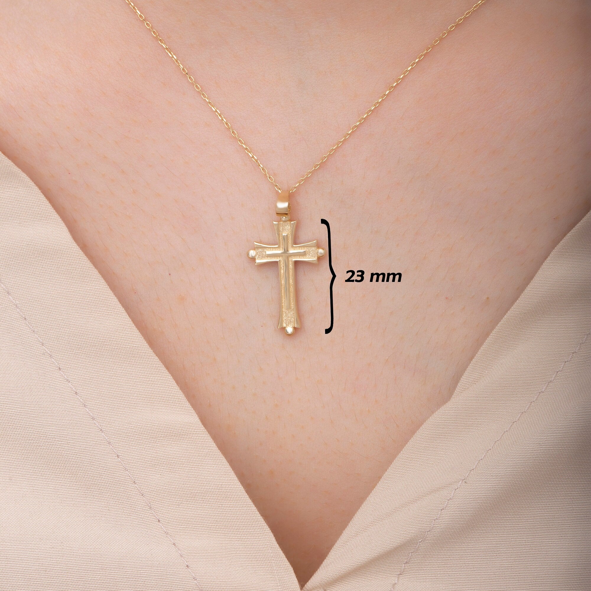 14K Gold Cross Woman Necklace/ Dainty Gold Cross Pendant/ Gold Delicate Cross Necklace/ Christmas Gifts/ Holiday Gifts/ Gold Cross Necklace