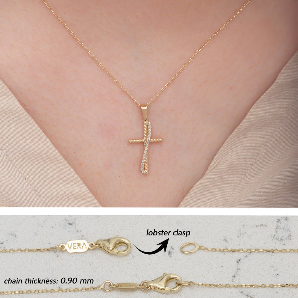 14K Gold Diamond Cross Necklace – Selora