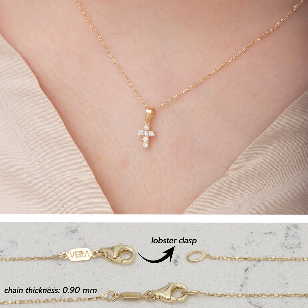 14K Gold Diamond Cross Necklace – Caedyn