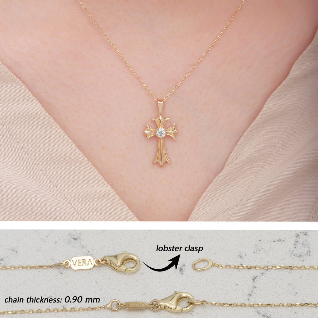 14K Gold Diamond Cross Necklace – Mirane