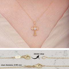 14K Gold Diamond Cross Necklace – Mirane