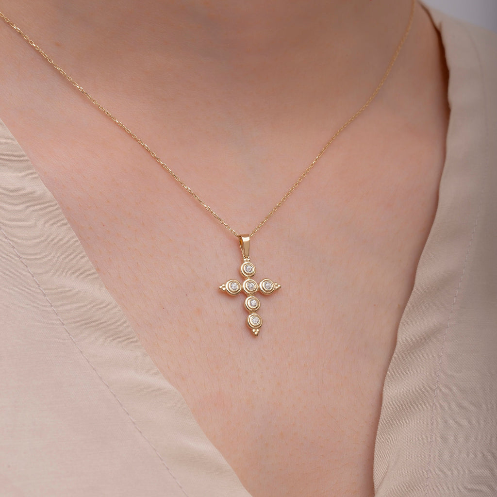 14K Gold Diamond Cross Necklace – Serian