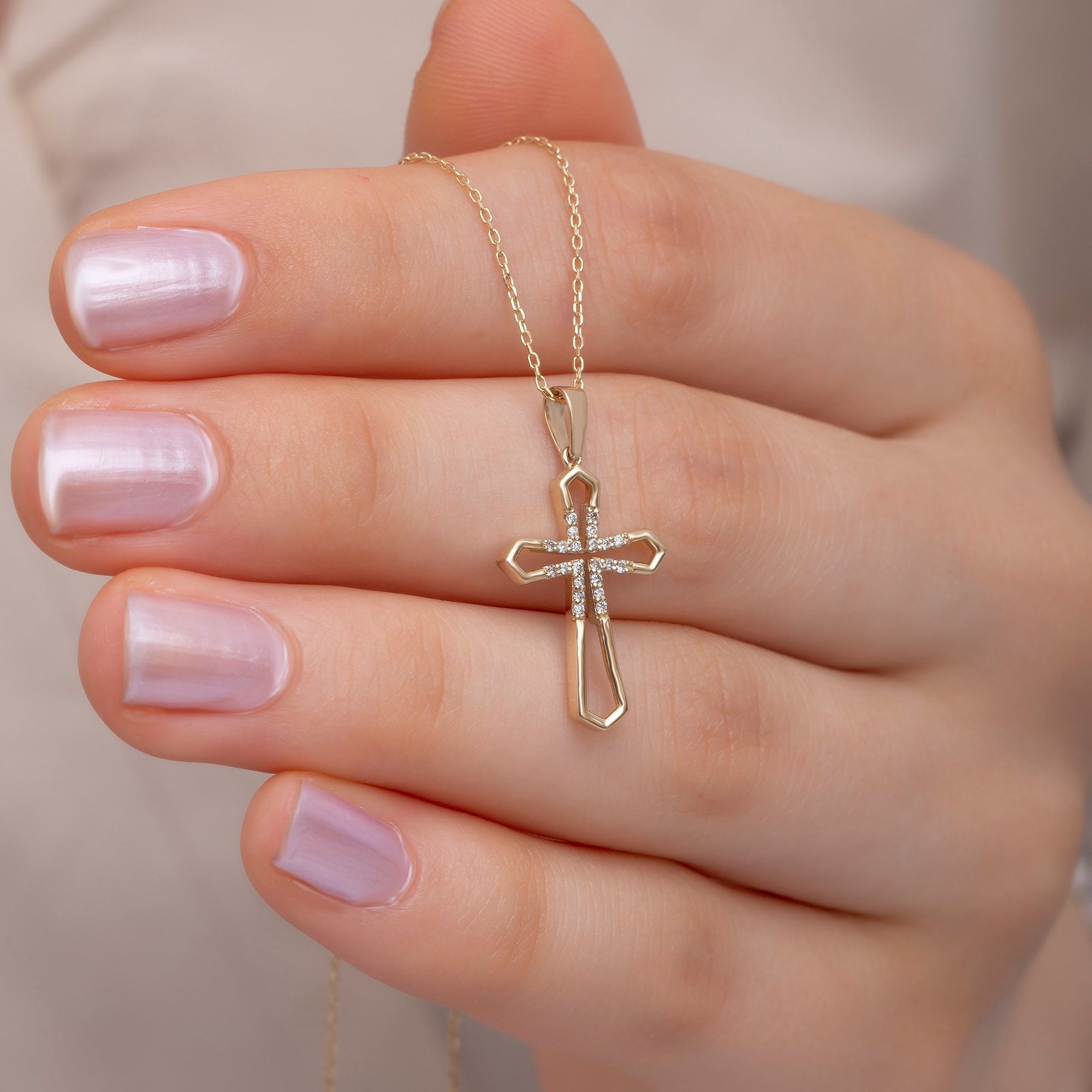 14K Gold Diamond Cross Necklace – Alvion