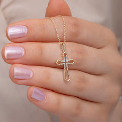 14K Gold Diamond Cross Necklace – Alvion