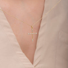 14K Gold Diamond Cross Necklace – Selvian