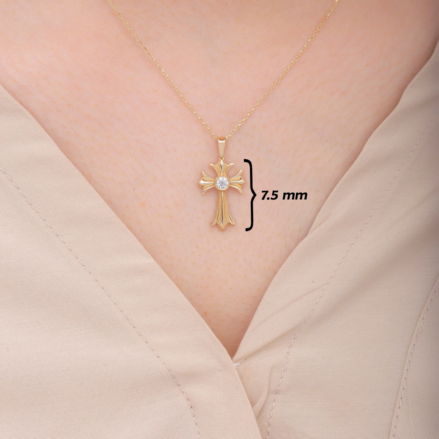 14 Ayar Altın Pırlanta Haç Kolye – Mirane