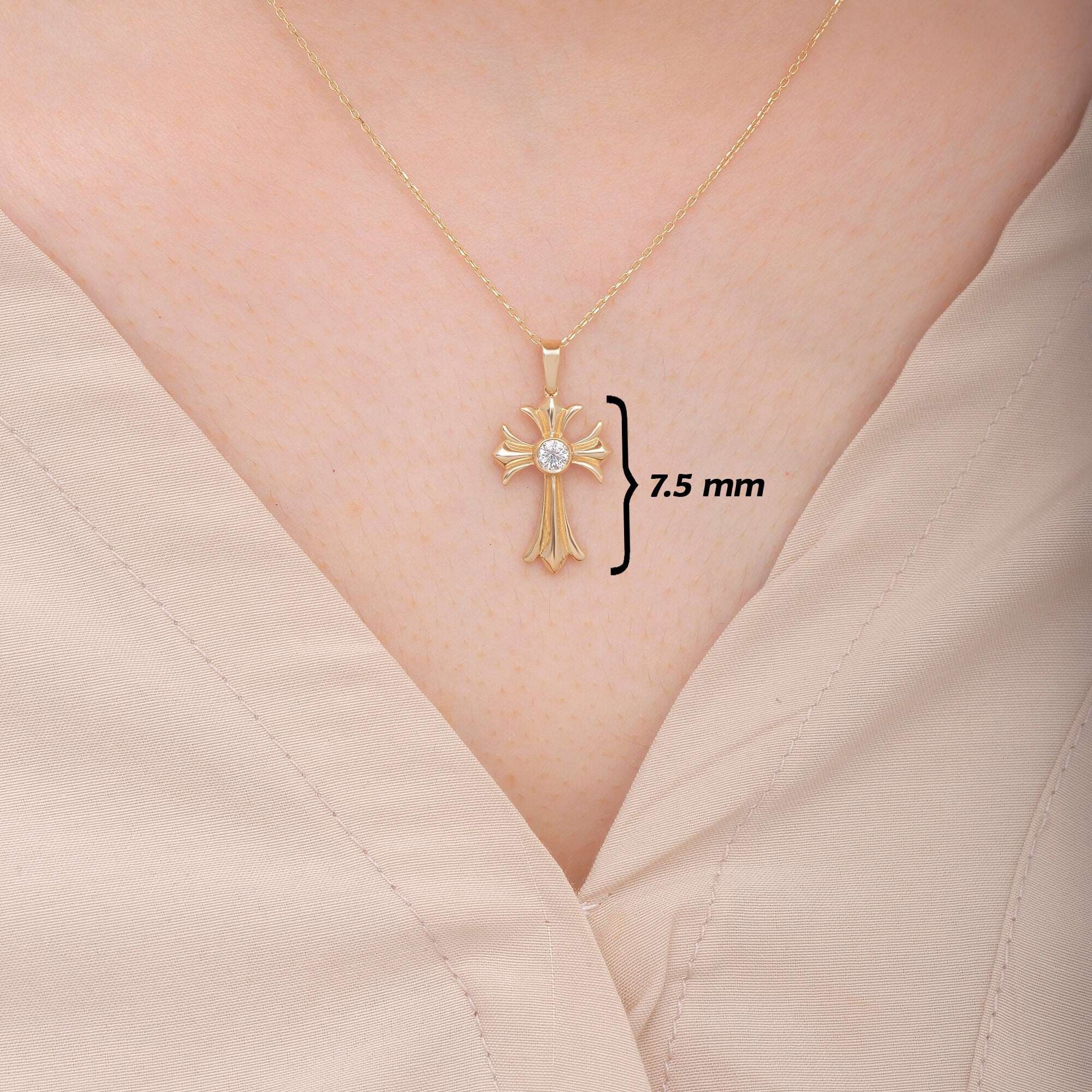 14K Gold Diamond Cross Necklace – Mirane