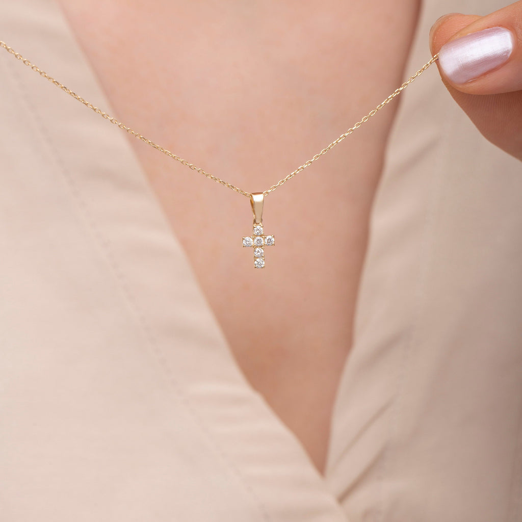 14K Gold Diamond Cross Necklace – Caedyn