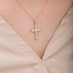 14K Gold Diamond Cross Necklace – Ovelis