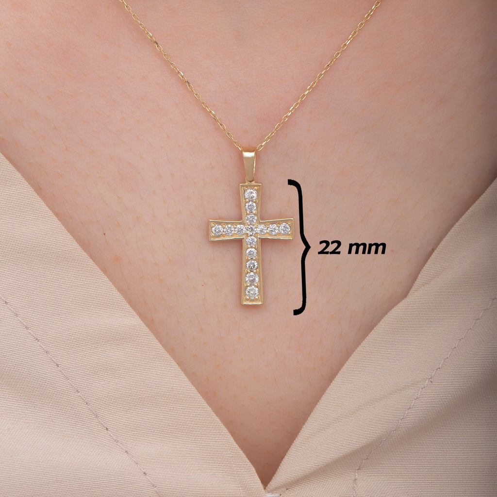 14K Gold Diamond Cross Necklace – Ovelis