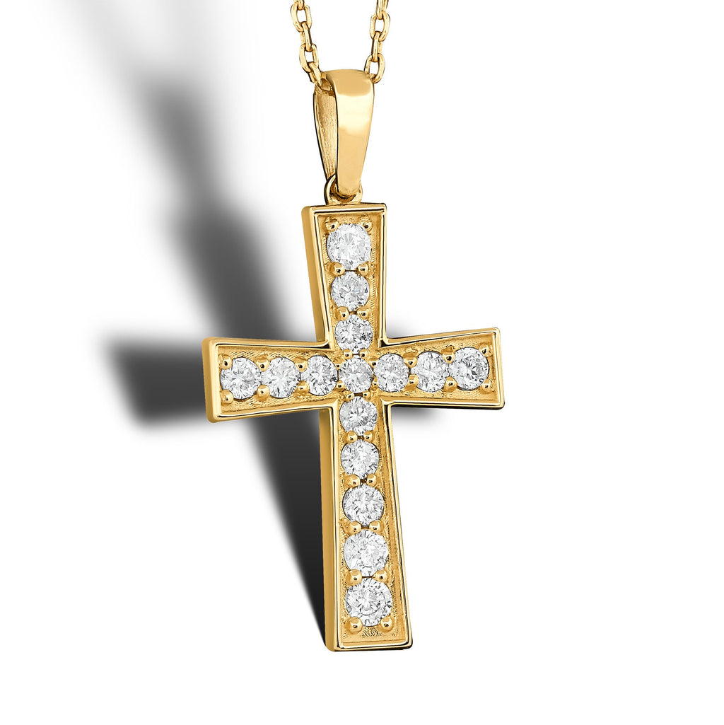14K Gold Diamond Cross Necklace – Ovelis