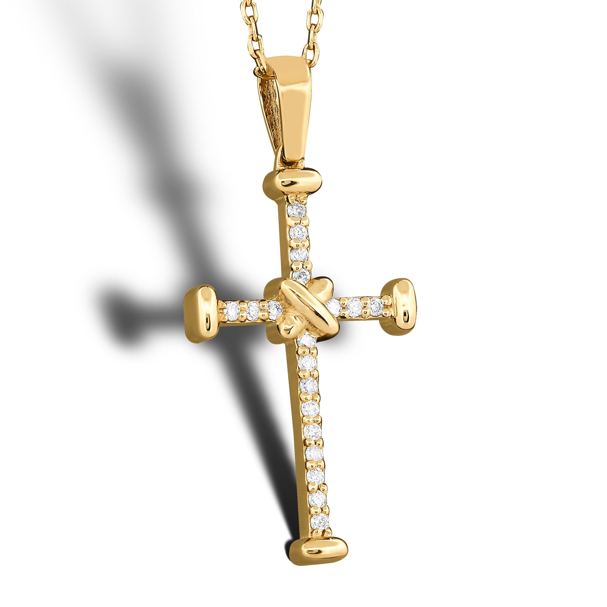 14K Gold Diamond Cross Necklace – Oravine